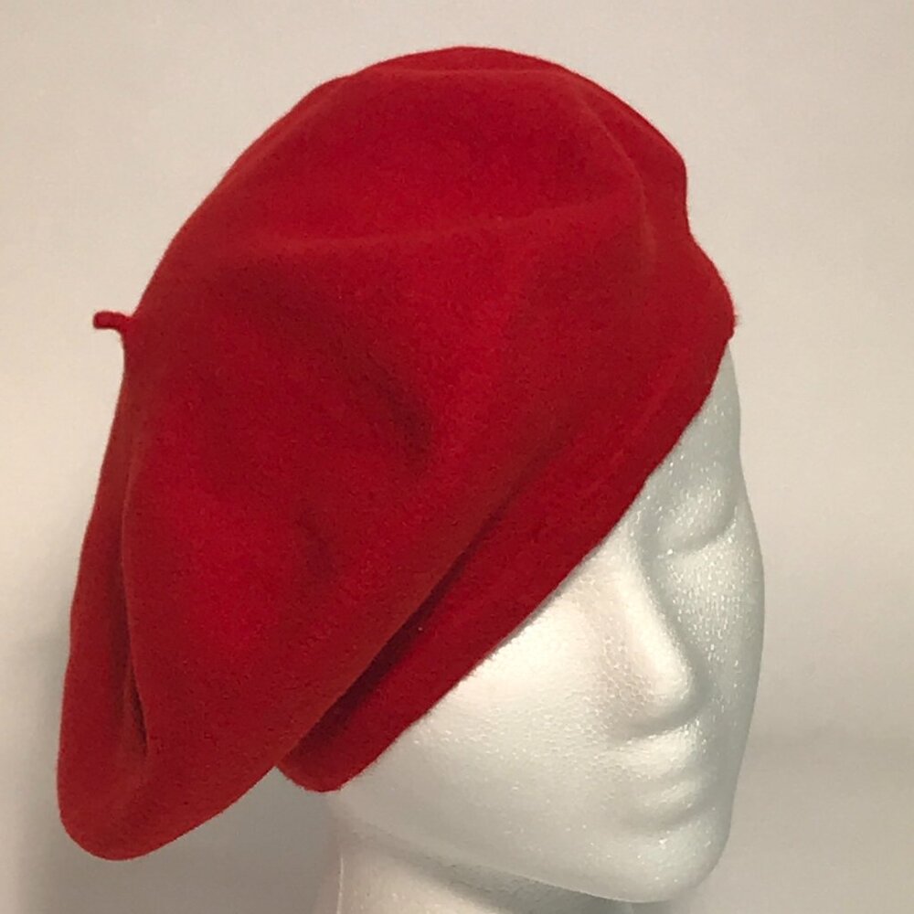 1970s Red French Style Wool Beret